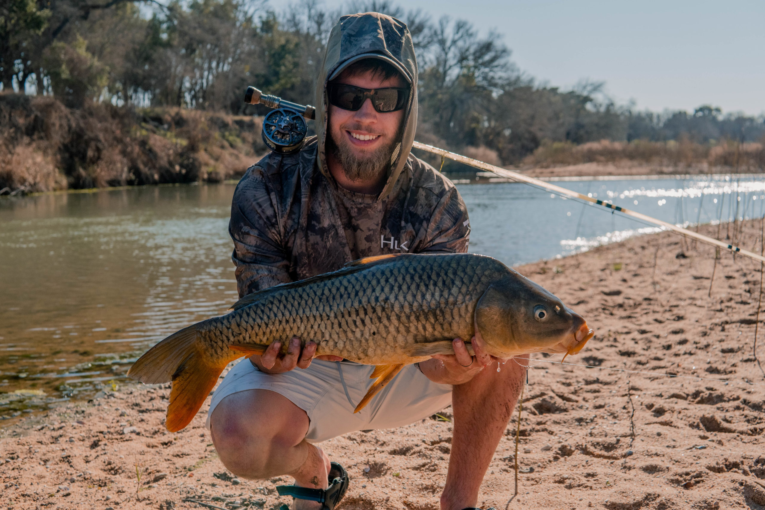 Scarpion hand-tied carp fly, hook point up design